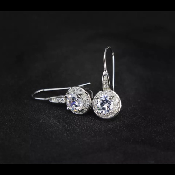 Platinum 1 Carat Round CZ Gold Plated Earrings - Picture 2 of 3